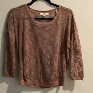 Iris Floral Lace Blouse - Soft Brown